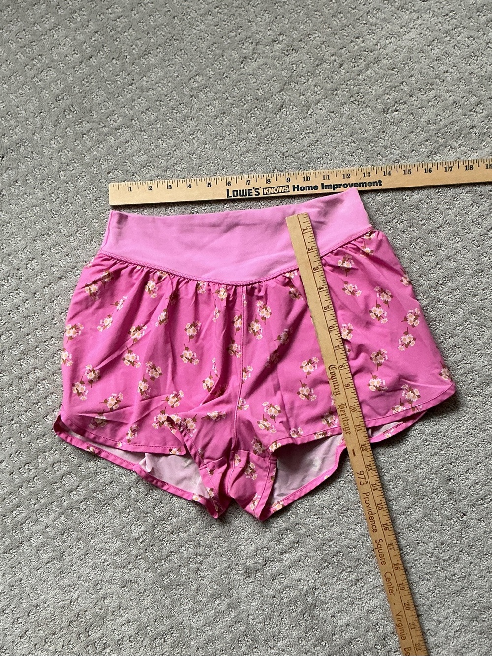 Aerie Pink Floral Athletic Shorts with built in under shorts